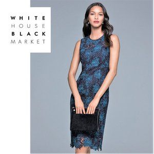 WHITE HOUSE BLACK MARKET Navy Lace Sheath Dress 6